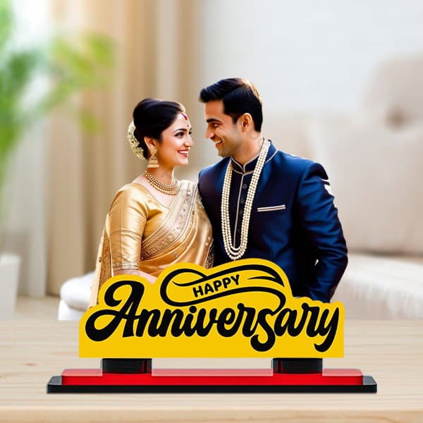 Happy Anniversary Customized Miniature Photo Caricature Stand