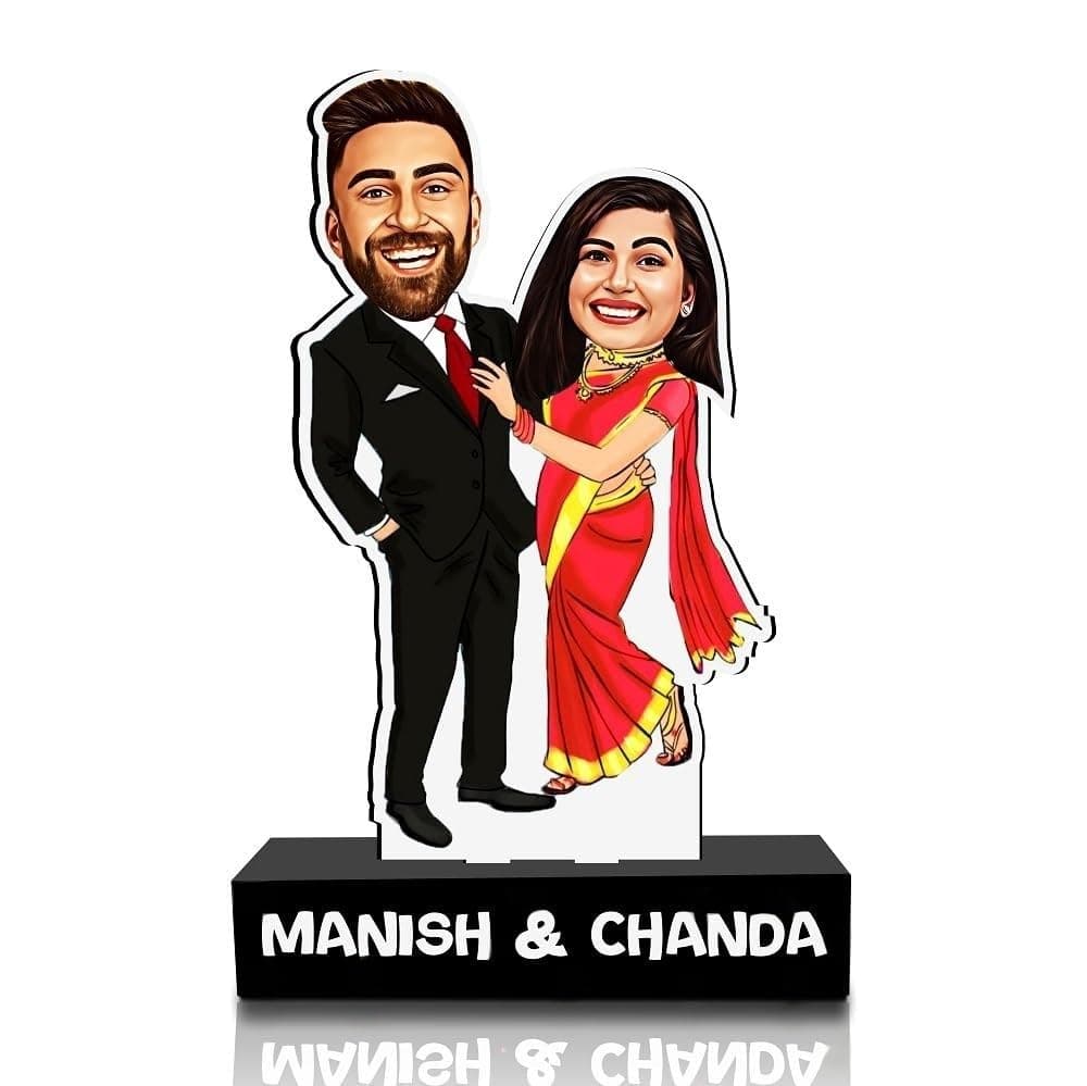 Valentines Day Gift - Personlize Caricature Gift for Husbend Wife Tabletop (Dashing Couple), 18 x 10 cm