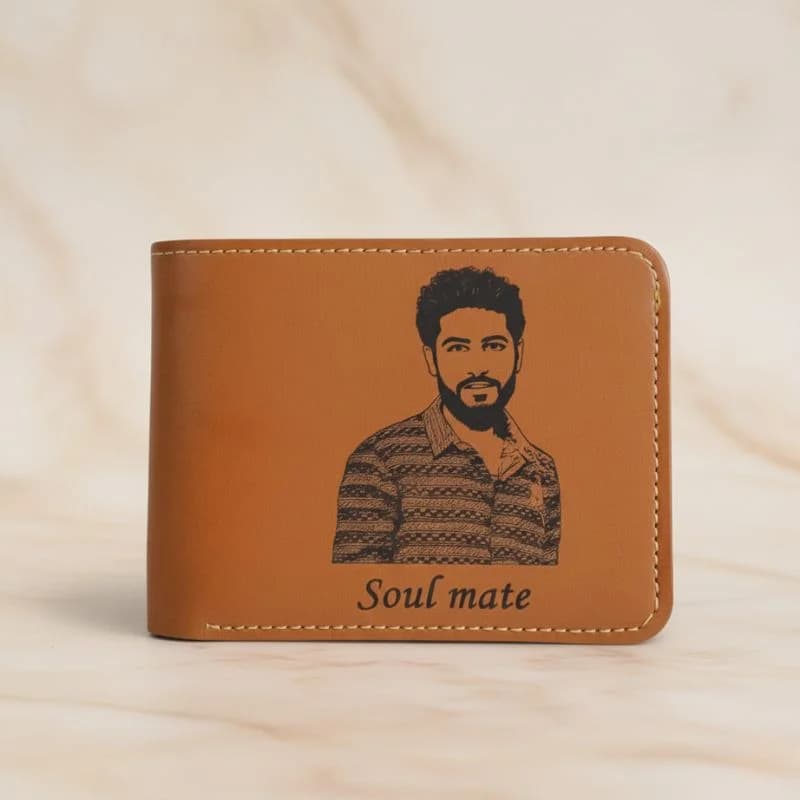 Personalized Picture Engraved Men’s Wallet | Birthday Wedding Valentine Gift for Husband Boyfriend Brother