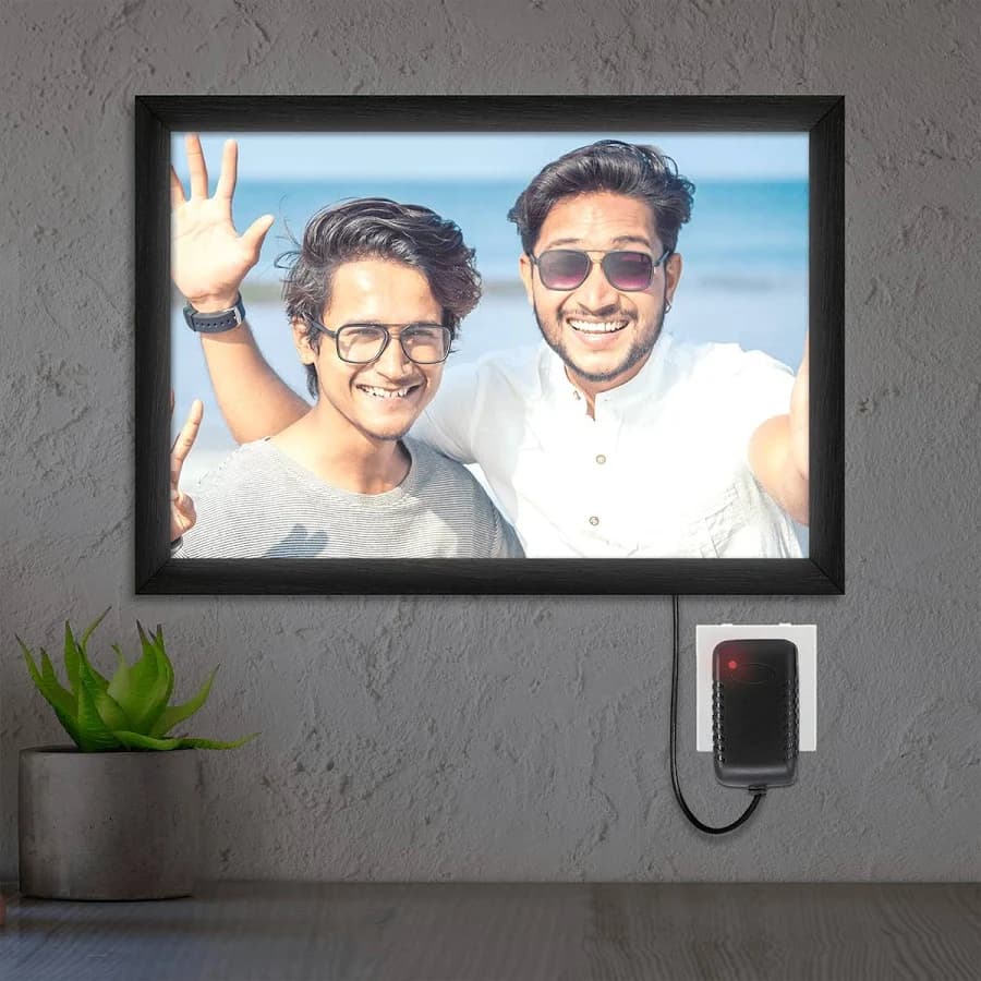 LED Photo Frames | 8" x 12" | Landscape, Square | 5 sizes | Matte Lamination | Fiber Material | Adaptor & Inbuilt Connector