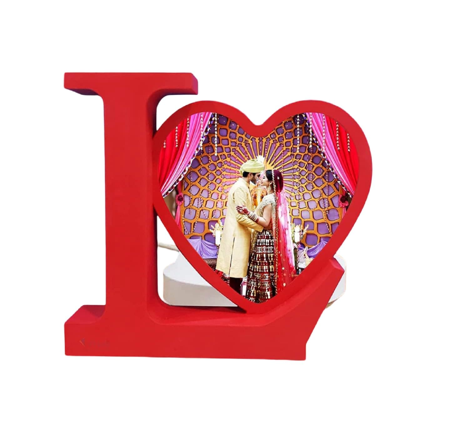 Heart Shape LED Photo Frame With LED, 22 x 25 cm, Custom Magic Mirror for Anniversary, Wedding Gifts (Red)
