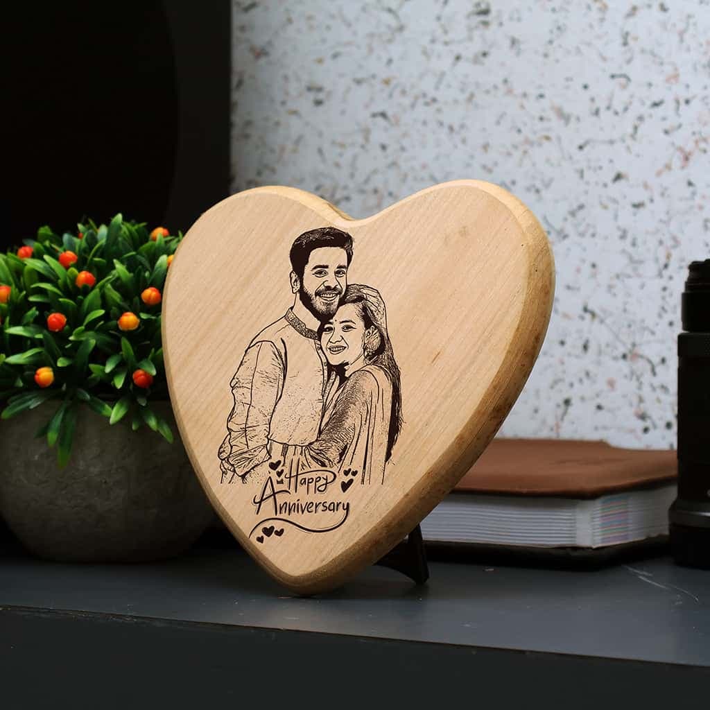 Heart Shape Wooden Engraving