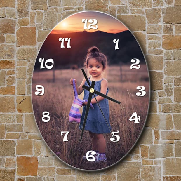 Oval Shape Photo Wall Clock