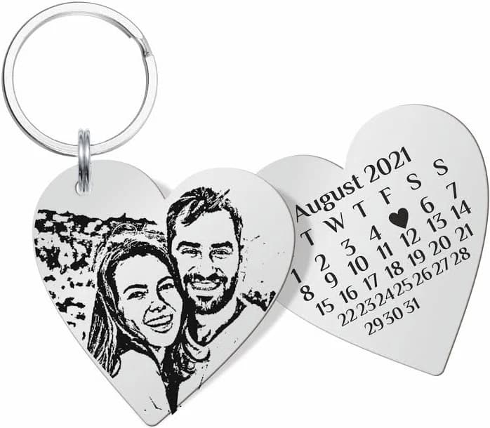 Customised Photo Engraved Keychain For Loved ones | Best For Gift | Valentine's Day Gift, Birthday Gift | Silver